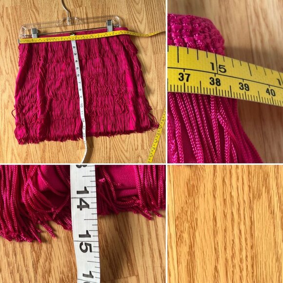 Express Fringe Mini Skirt Size 8 Pink Party Tassel Modern Cowgirl - Picture 4 of 6